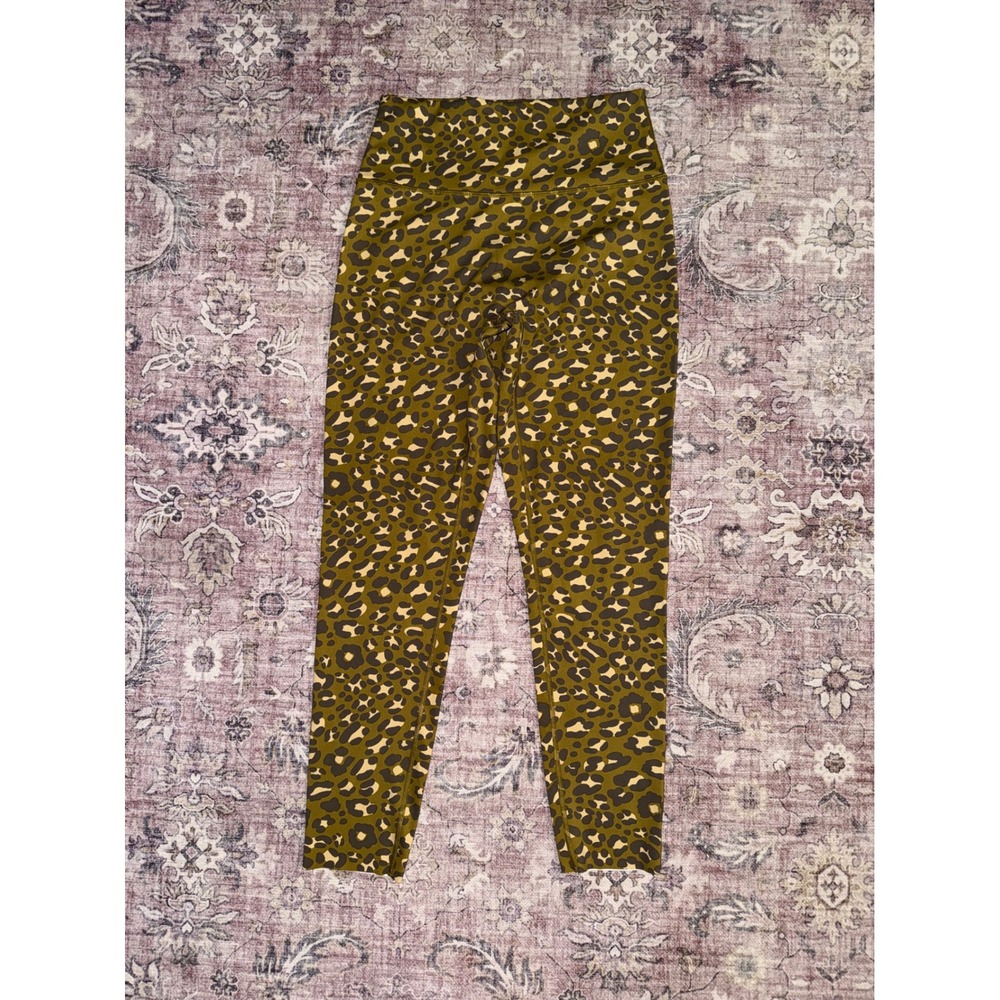 OFFLINE by Aerie Goals 7/8 Leggings High Rise Olive Green Leopard Animal Print L